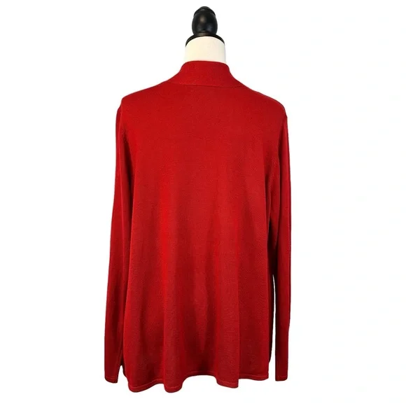 Charter Club Red Sweater Faux Twinset Rhinestone Accent, Size 3X - Picture 7 of 11